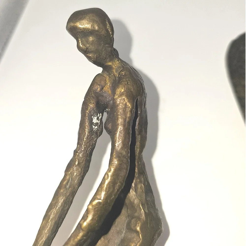 Vintage Pier 1 Pair of Metal Golfer Statues‎ - Male And Female Forms